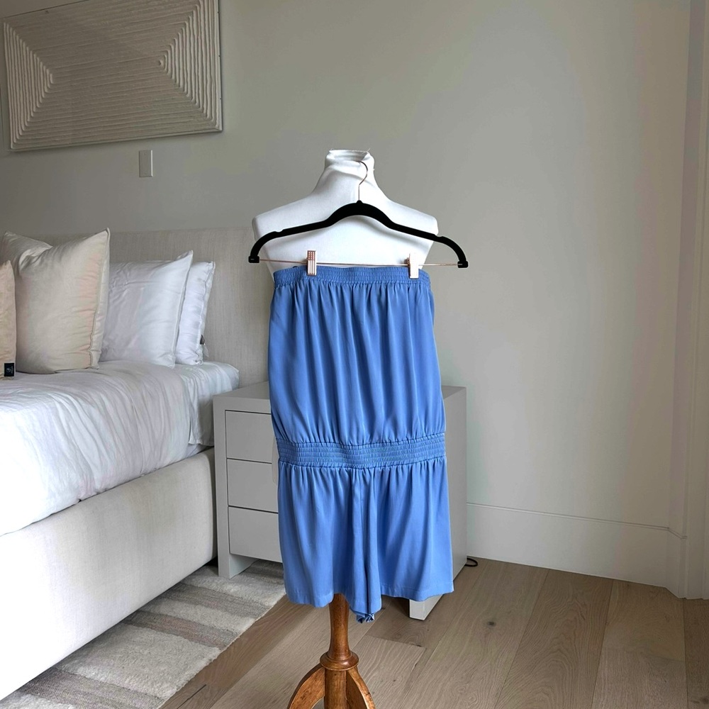 Blue Tiered Bubble Romper